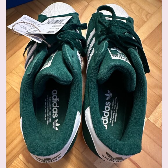 ADIDAS Superstar Shoes- RARE Dark Green / Core White / Gold Metallic - Picture 4 of 8
